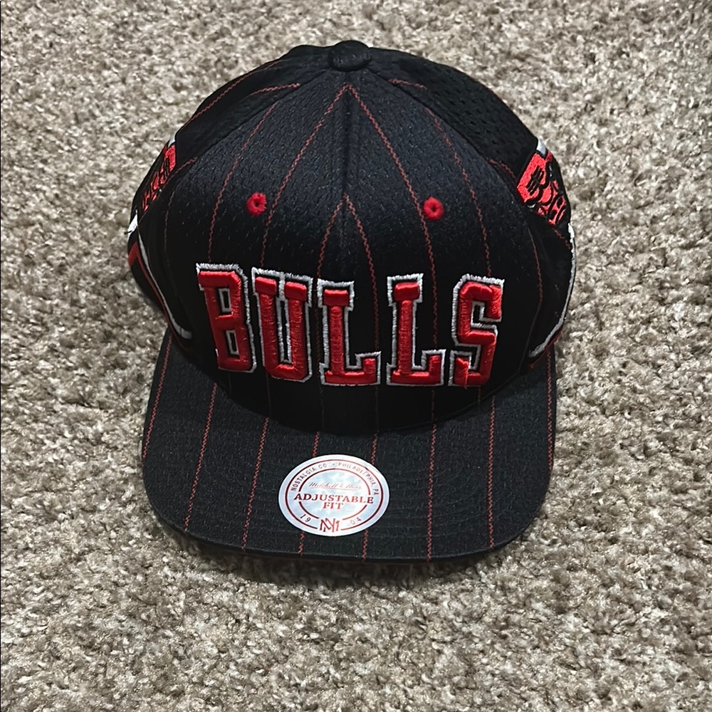 Black and Red Bulls Cap SnapBack